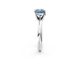 White gold Fancy Blue Cushion Cut Diamond Solitaire Engagement Ring with Round Band and Four-Prong Setting_163