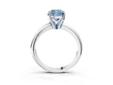 White gold Fancy Blue Cushion Cut Diamond Solitaire Engagement Ring with Round Band and Four-Prong Setting_164