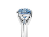 White gold Fancy Blue Cushion Cut Diamond Solitaire Engagement Ring with Round Band and Four-Prong Setting_166