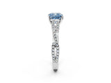 White gold Fancy Blue Cushion Cut Diamond Solitaire Engagement Ring with Twisted Pavé Band and Four-Prong Setting_94