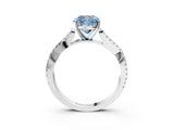 White gold Fancy Blue Cushion Cut Diamond Solitaire Engagement Ring with Twisted Pavé Band and Four-Prong Setting_96