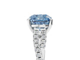 White gold Fancy Blue Cushion Cut Diamond Solitaire Engagement Ring with Twisted Pavé Band and Four-Prong Setting_98