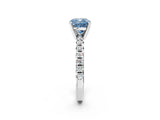 White gold Fancy Blue Cushion Cut Diamond Solitaire Pavé Engagement Ring with Round Band and Prong Setting_16