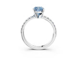 White gold Fancy Blue Cushion Cut Diamond Solitaire Pavé Engagement Ring with Round Band and Prong Setting_17
