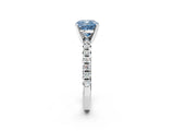 White gold Fancy Blue Cushion Cut Diamond Solitaire Pavé Engagement Ring with Round Band and Prong Setting_64