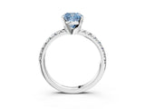 White gold Fancy Blue Cushion Cut Diamond Solitaire Pavé Engagement Ring with Round Band and Prong Setting_65
