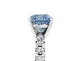 White gold Fancy Blue Cushion Cut Diamond Solitaire Pavé Engagement Ring with Round Band and Prong Setting_67