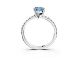 White gold Fancy Blue Cushion Cut Diamond Solitaire Pavé Engagement Ring with Round Band and Prong Setting_95