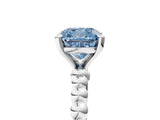 White gold Fancy Blue Cushion Cut Diamond Solitaire Ring with Beaded Band and Prong Setting_410