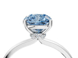 White gold Fancy Blue Cushion Cut Diamond Solitaire Ring with Classic Band and Four-Prong Setting_4