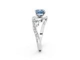 White gold Fancy Blue Cushion Cut Diamond Solitaire Ring with Filigree Band and Four-Prong Setting_111