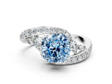White gold Fancy Blue Cushion Cut Diamond Solitaire Ring with Filigree Band and Four-Prong Setting_113