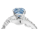 White gold Fancy Blue Cushion Cut Diamond Solitaire Ring with Filigree Band and Four-Prong Setting_118