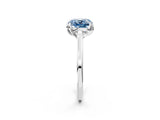 White gold Fancy Blue Cushion Cut Diamond Solitaire Ring with Flower Prong Setting and Classic Band_137