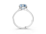 White gold Fancy Blue Cushion Cut Diamond Solitaire Ring with Flower Prong Setting and Classic Band_138