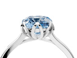White gold Fancy Blue Cushion Cut Diamond Solitaire Ring with Flower Prong Setting and Classic Band_139