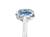 White gold Fancy Blue Cushion Cut Diamond Solitaire Ring with Flower Prong Setting and Classic Band_140