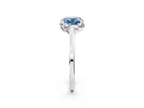 White gold Fancy Blue Cushion Cut Diamond Solitaire Ring with Flower Prong Setting and Classic Band_16