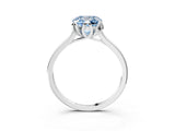 White gold Fancy Blue Cushion Cut Diamond Solitaire Ring with Flower Prong Setting and Classic Band_17