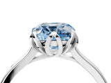White gold Fancy Blue Cushion Cut Diamond Solitaire Ring with Flower Prong Setting and Classic Band_18