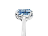 White gold Fancy Blue Cushion Cut Diamond Solitaire Ring with Flower Prong Setting and Classic Band_19