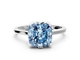 White gold Fancy Blue Cushion Cut Diamond Solitaire Ring with Flower Prong Setting and Classic Band_51