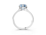 White gold Fancy Blue Cushion Cut Diamond Solitaire Ring with Flower Prong Setting and Classic Band_54