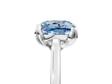 White gold Fancy Blue Cushion Cut Diamond Solitaire Ring with Flower Prong Setting and Classic Band_56
