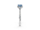 White gold Fancy Blue Cushion Cut Diamond Solitaire Ring with Four-Prong Setting and Pavé Band_5