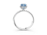 White gold Fancy Blue Cushion Cut Diamond Solitaire Ring with Four-Prong Setting and Pavé Band_6