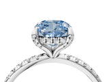 White gold Fancy Blue Cushion Cut Diamond Solitaire Ring with Four-Prong Setting and Pavé Band_7