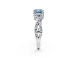 White gold Fancy Blue Cushion Cut Diamond Solitaire Ring with Four-Prong Setting and Twisted Pavé Band_53