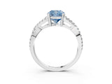 White gold Fancy Blue Cushion Cut Diamond Solitaire Ring with Four-Prong Setting and Twisted Pavé Band_54