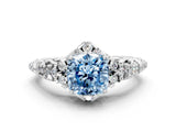 White gold Fancy Blue Cushion Cut Diamond Solitaire Ring with Hidden Halo and Pavé Band_39