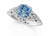 White gold Fancy Blue Cushion Cut Diamond Solitaire Ring with Hidden Halo and Pavé Band_40