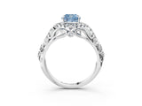 White gold Fancy Blue Cushion Cut Diamond Solitaire Ring with Hidden Halo and Pavé Band_42
