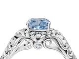 White gold Fancy Blue Cushion Cut Diamond Solitaire Ring with Hidden Halo and Pavé Band_43