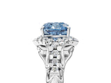 White gold Fancy Blue Cushion Cut Diamond Solitaire Ring with Hidden Halo and Pavé Band_44