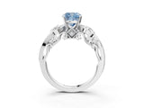 White gold Fancy Blue Cushion Cut Diamond Solitaire Ring with Milgrain Pavé Band and Four-Prong Setting_247