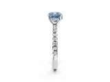 White gold Fancy Blue Cushion Cut Diamond Solitaire Ring with Pavé Band and Four-Prong Setting_94