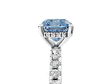 White gold Fancy Blue Cushion Cut Diamond Solitaire Ring with Pavé Band and Four-Prong Setting_96