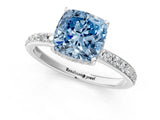 White gold Fancy Blue Cushion Cut Diamond Solitaire Ring with Pavé Band and Hidden Halo_33