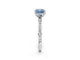 White gold Fancy Blue Cushion Cut Diamond Solitaire Ring with Pavé Band and Hidden Halo_33