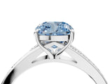 White gold Fancy Blue Cushion Cut Diamond Solitaire Ring with Pavé Band and Prong Setting_28