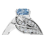 White gold Fancy Blue Cushion Cut Diamond Solitaire Ring with Prong Setting and Twisted Pavé Band_16