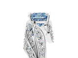 White gold Fancy Blue Cushion Cut Diamond Solitaire Ring with Prong Setting and Twisted Pavé Band_17