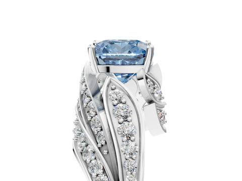 White gold Fancy Blue Cushion Cut Diamond Solitaire Ring with Prong Setting and Twisted Pavé Band_17