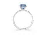 White gold Fancy Blue Cushion Cut Diamond Solitaire Ring with Round  Pavé Band and Prong Setting_140