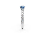 White gold Fancy Blue Cushion Cut Diamond Solitaire Ring with Shared Prong Pavé Band and Four-Prong Setting_72