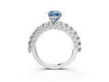 White gold Fancy Blue Cushion Cut Diamond Solitaire Ring with Shared Prong Pavé Band and Four-Prong Setting_73